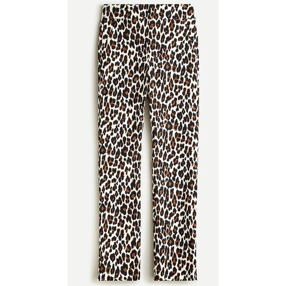 NWT J.Crew Remi Pant Leopard Print Size 10 Kick Flare Bi-Stretch - Picture 1 of 7